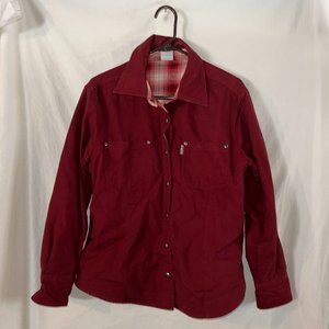 Carhartt Women Flannel Lined Western Long Sleeve Snap Shirt Red Large